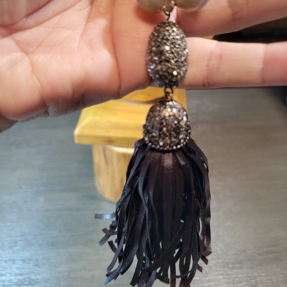 Chico's Black Label Beaded Tassel Necklace w/ Faceted Glass and Rhinestone Beads - Picture 5 of 12